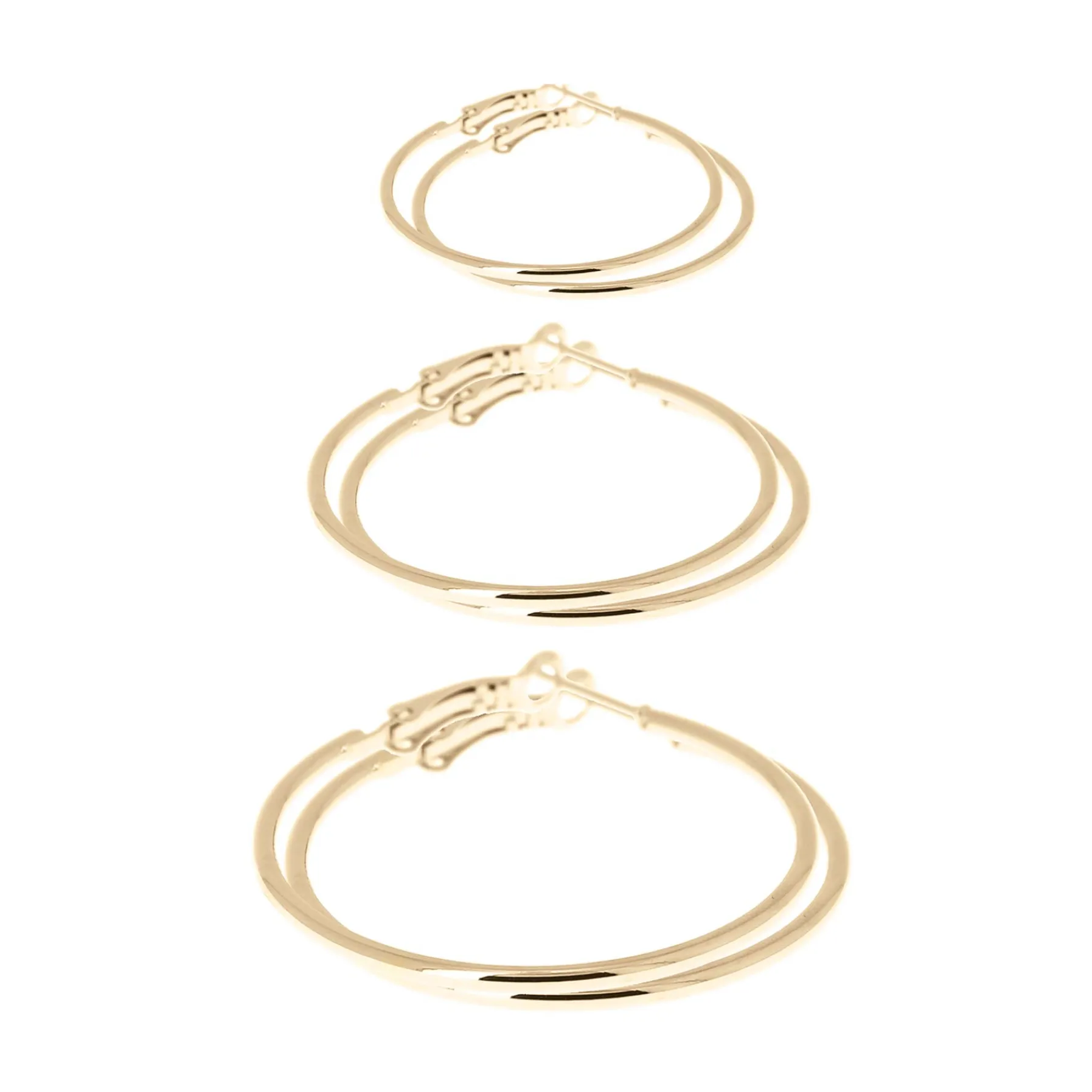 Femme Luzaka Boucles<3 paires de créoles acier doré or