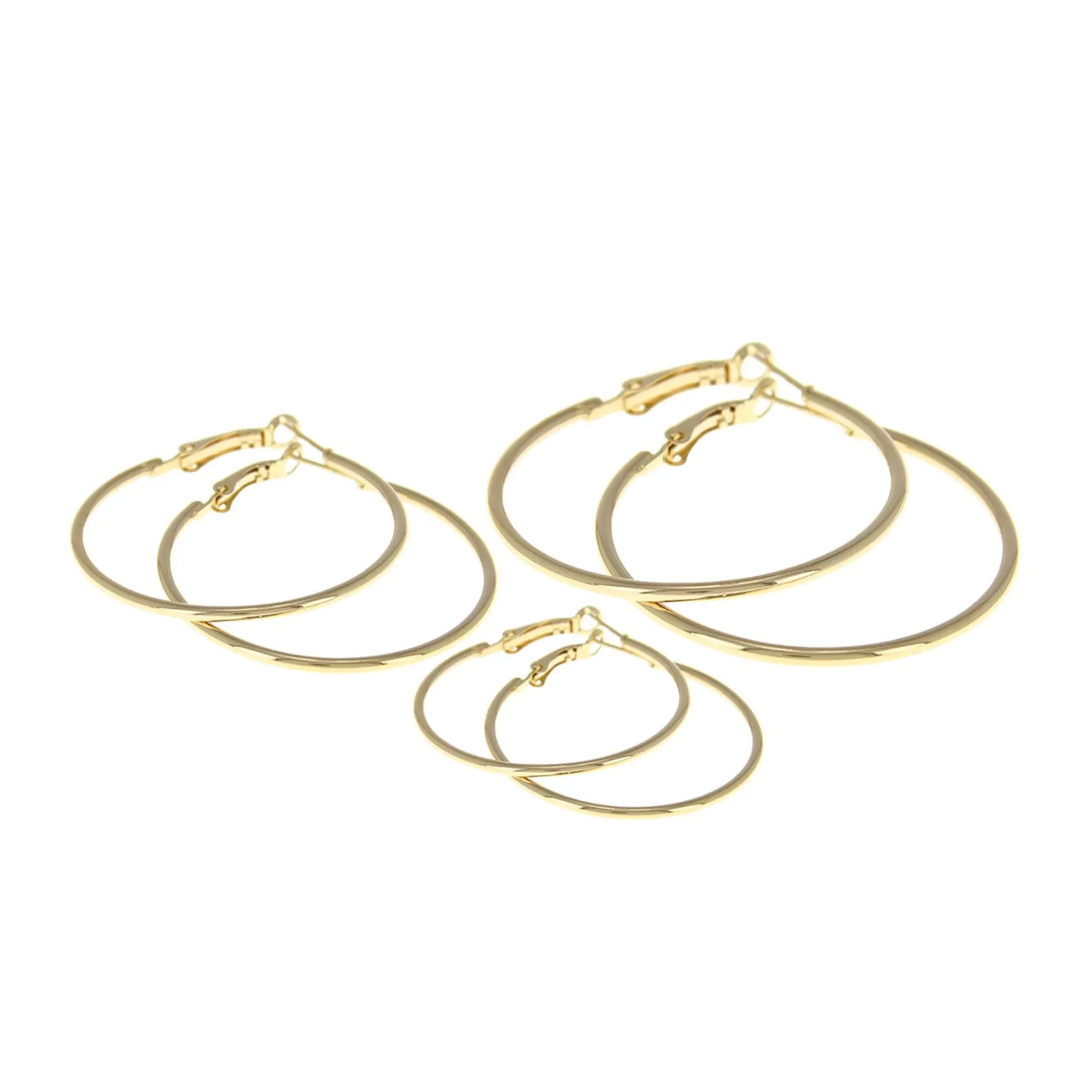 Femme Luzaka Boucles<3 paires de créoles acier doré or