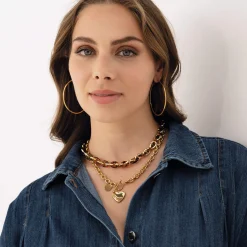 Femme Luzaka Boucles<3 paires de créoles acier doré or