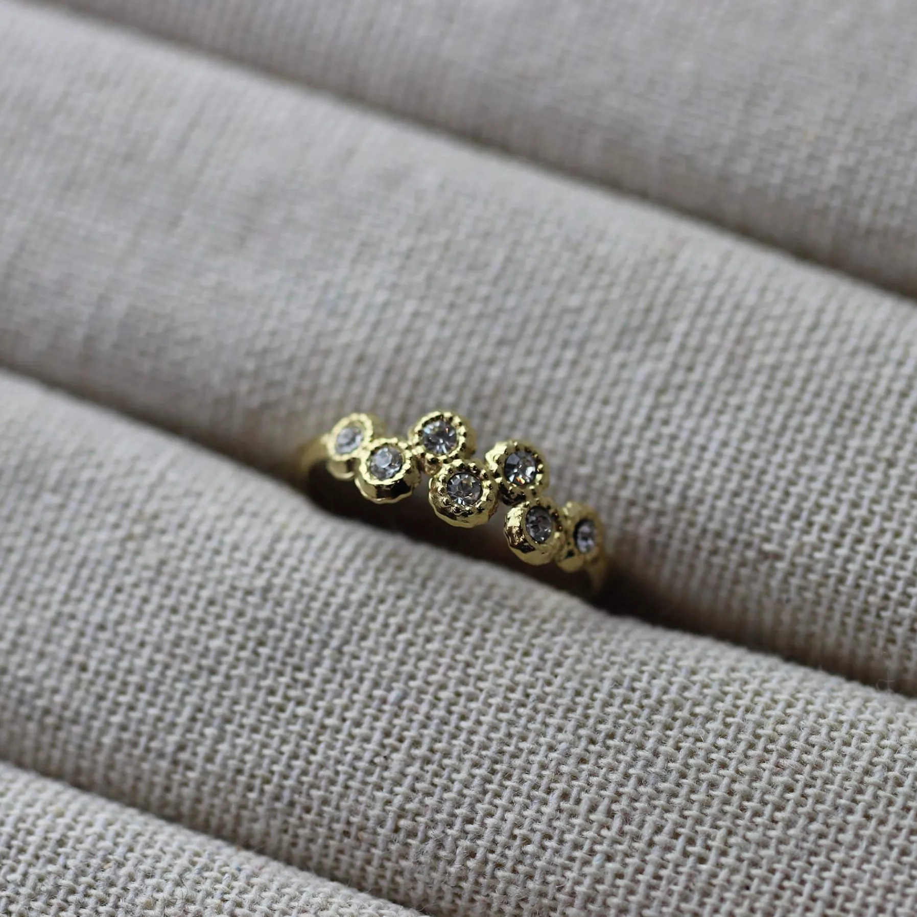 Femme Luzaka Bagues<Bague 7 zircons blanc acier doré or