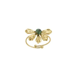 Femme Luzaka Bagues<Bague Amélie acier doré or pierre Pin Africain