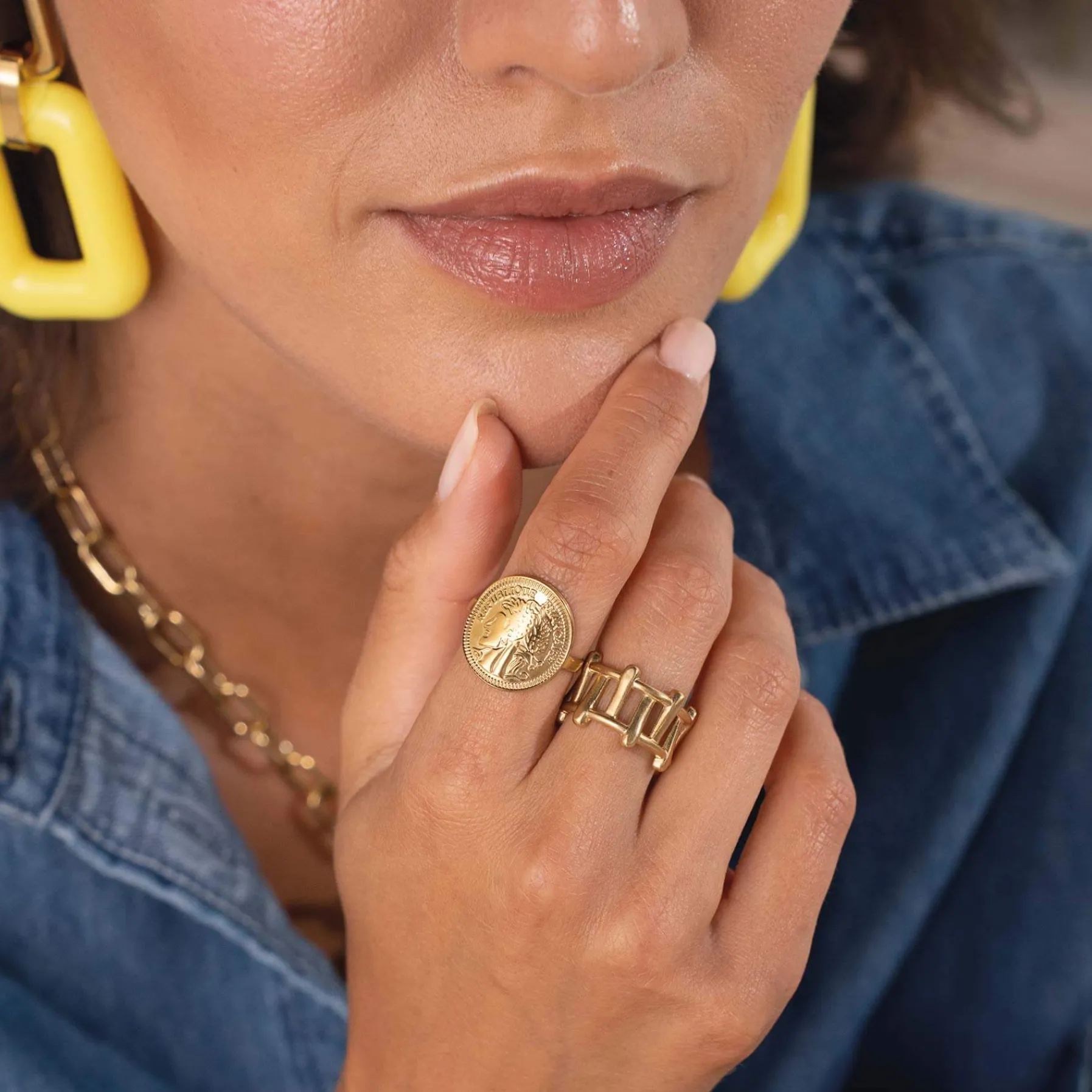 Femme Luzaka Bagues<Bague Bambou acier doré or
