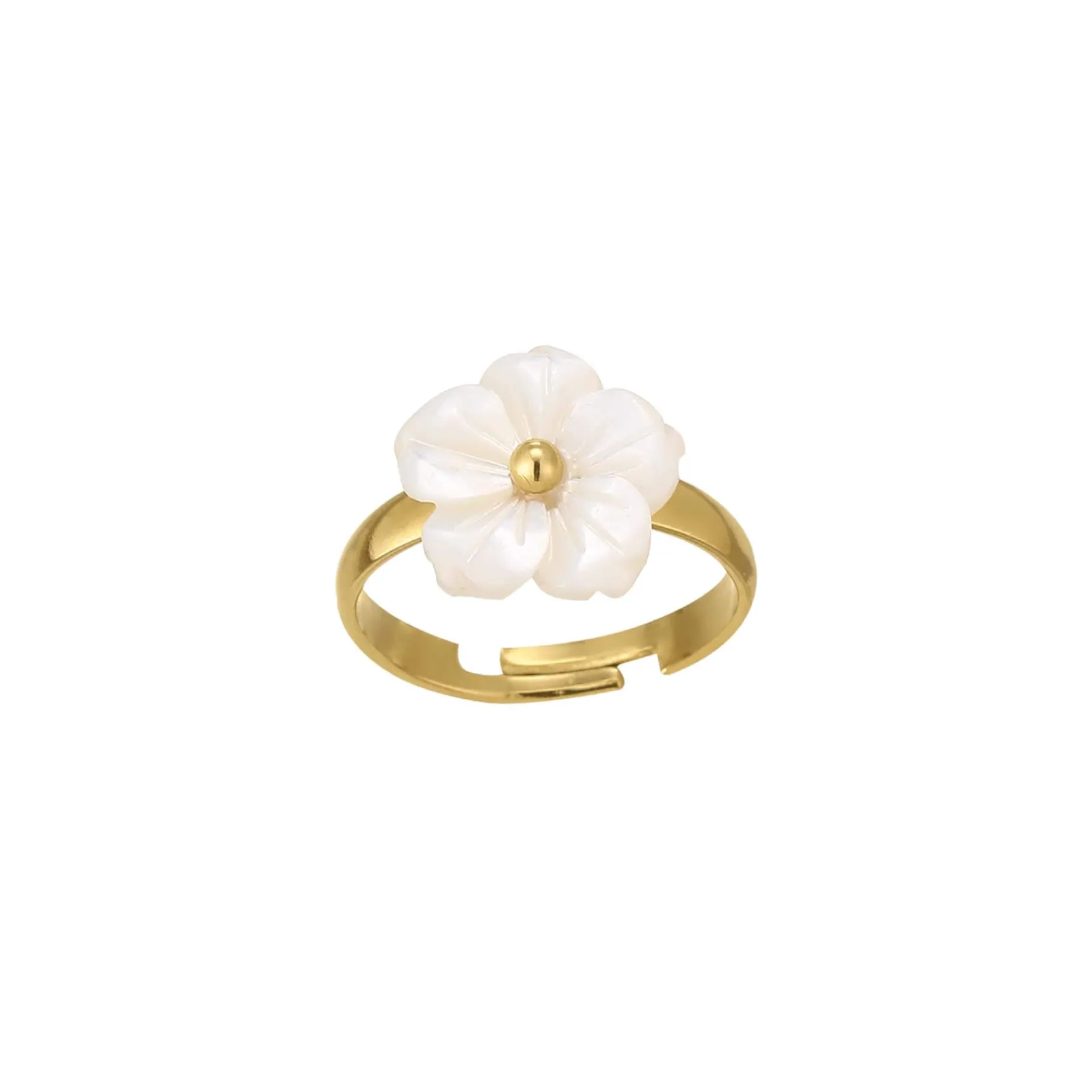 Femme Luzaka Bagues<Bague Fleur nacre acier doré or