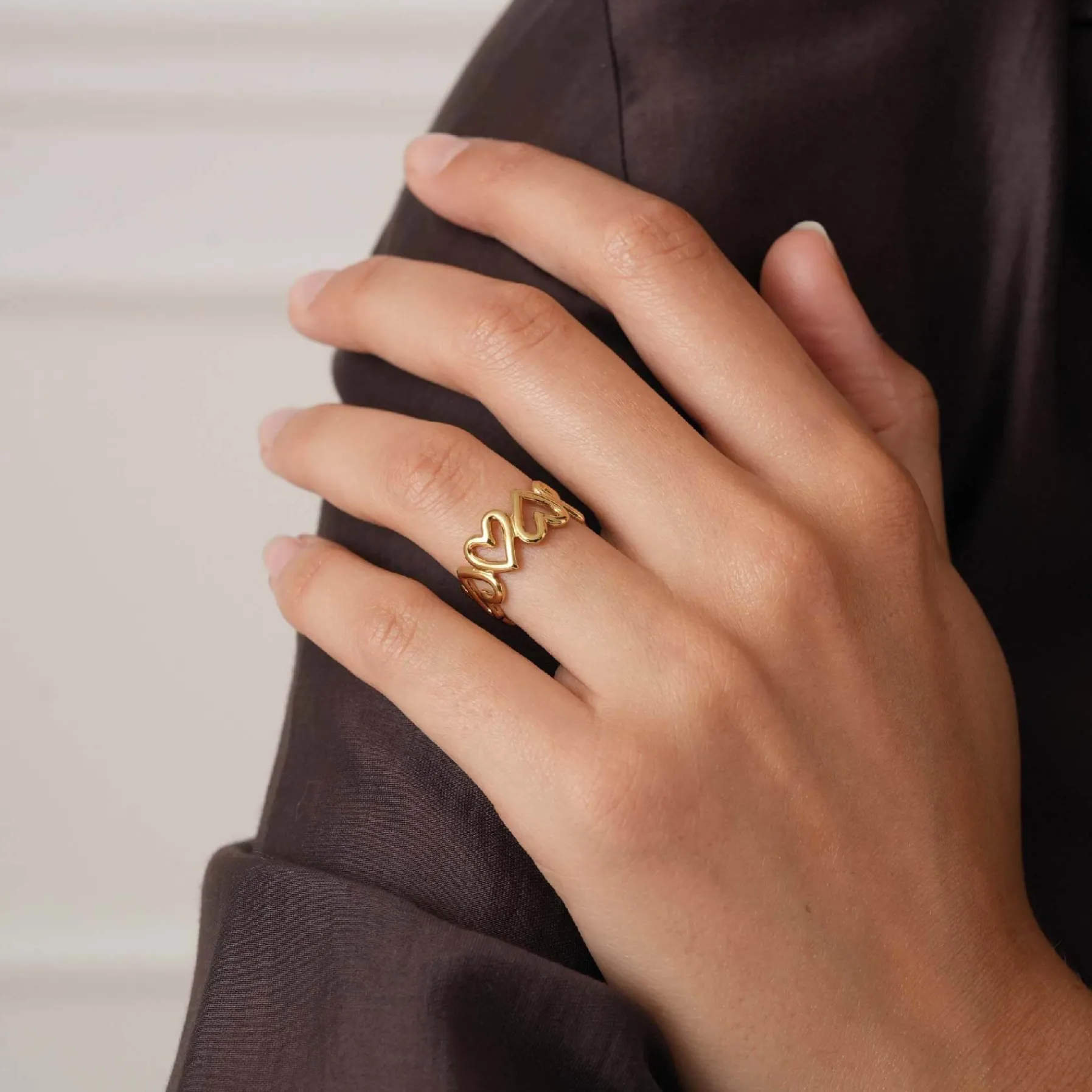 Femme Luzaka Bagues<Bague Hearty acier doré or
