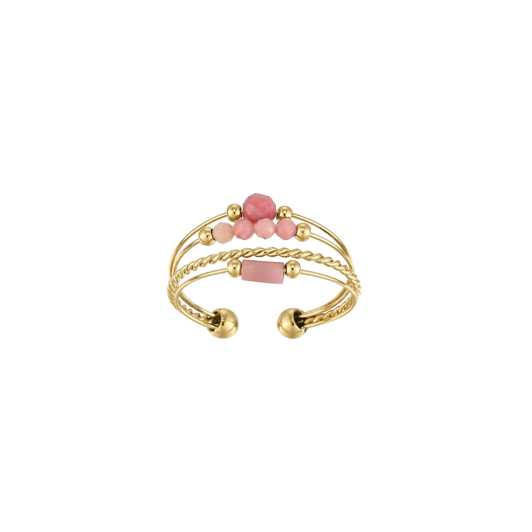 Femme Luzaka Bagues<Bague Isa Pierres Rhodonite acier doré or
