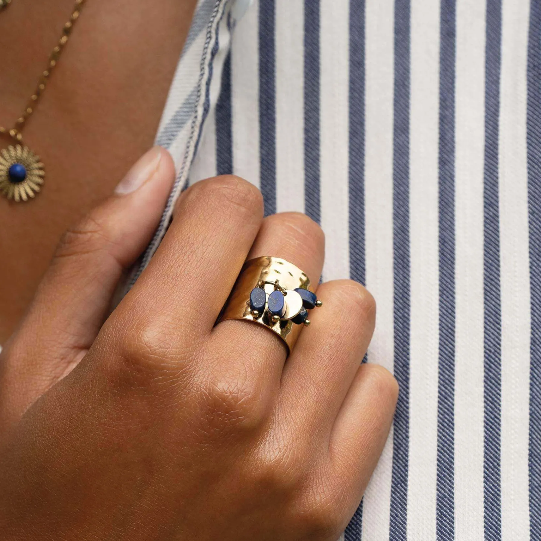 Femme Luzaka Bagues<Bague Laurie acier doré or et Lapis Lazuli