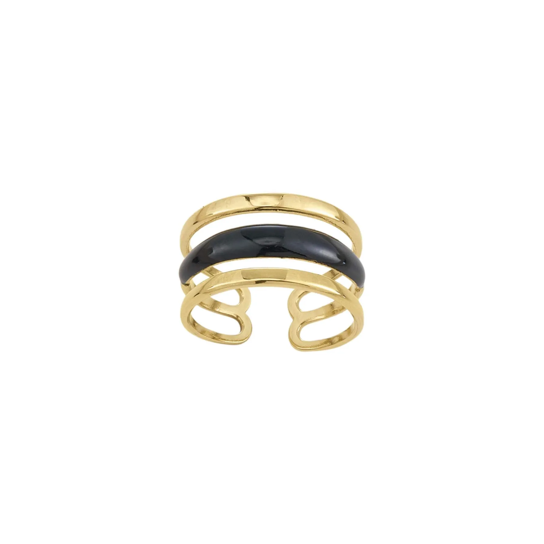 Femme Luzaka Bagues<Bague Lona noire acier doré or