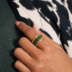 Femme Luzaka Bagues<Bague Lona verte acier doré or
