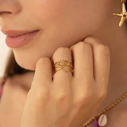 Femme Luzaka Bagues<Bague Louisa acier doré or