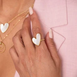 Femme Luzaka Bagues<Bague Luzalove acier doré or et nacre