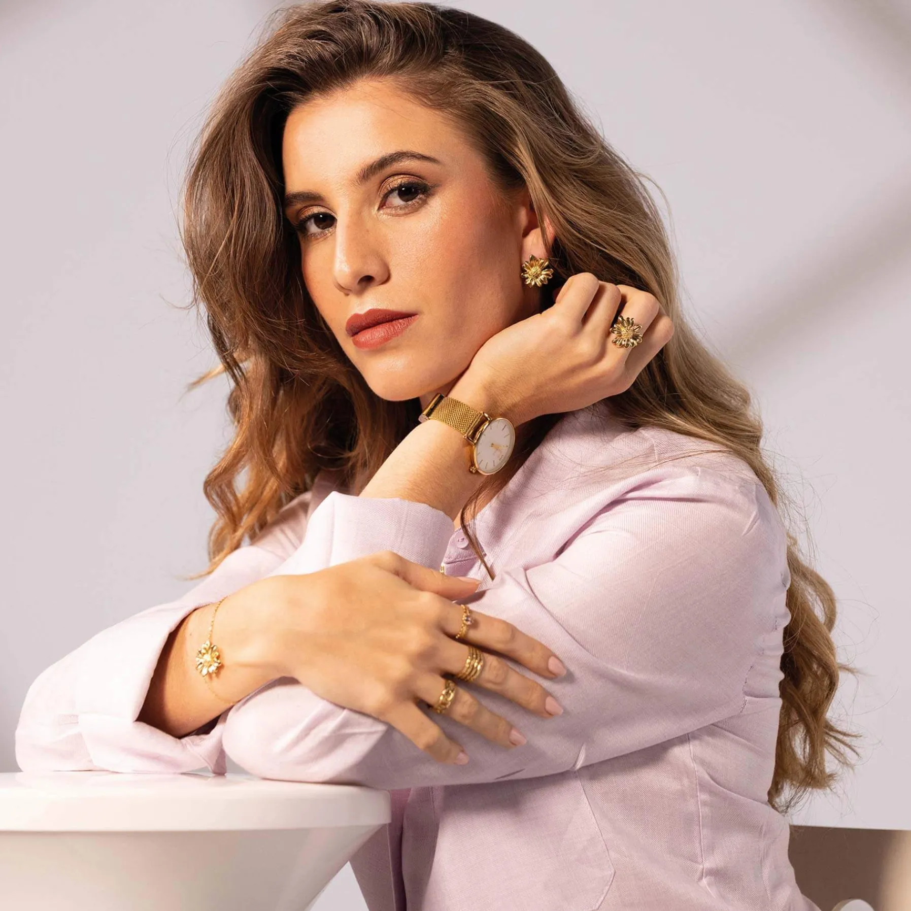 Femme Luzaka Bagues<Bague Marguerite acier doré or