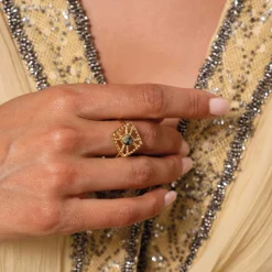 Femme Luzaka Bagues<Bague Nadia acier doré or Pin Africain
