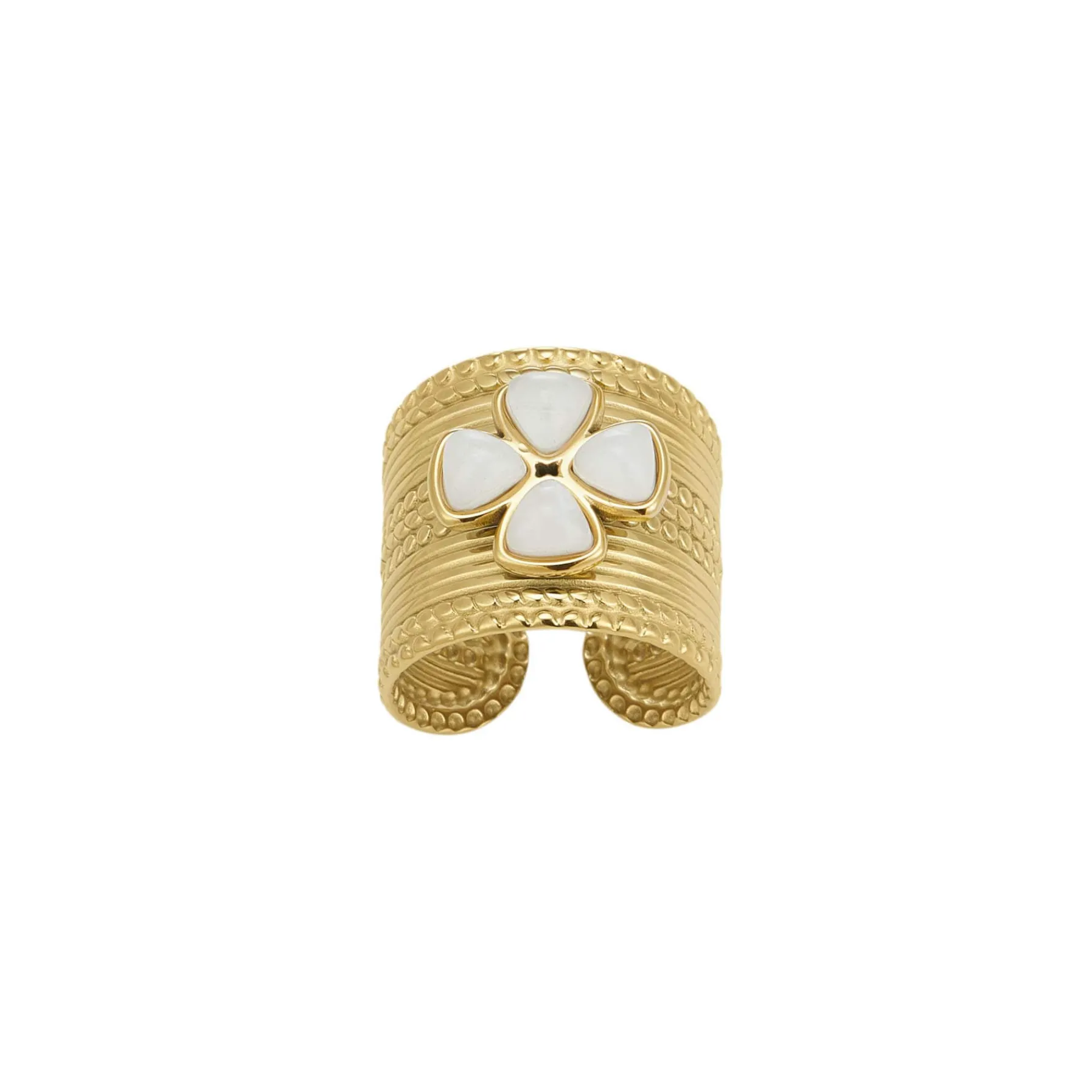 Femme Luzaka Bagues<Bague Naomi blanche acier doré or
