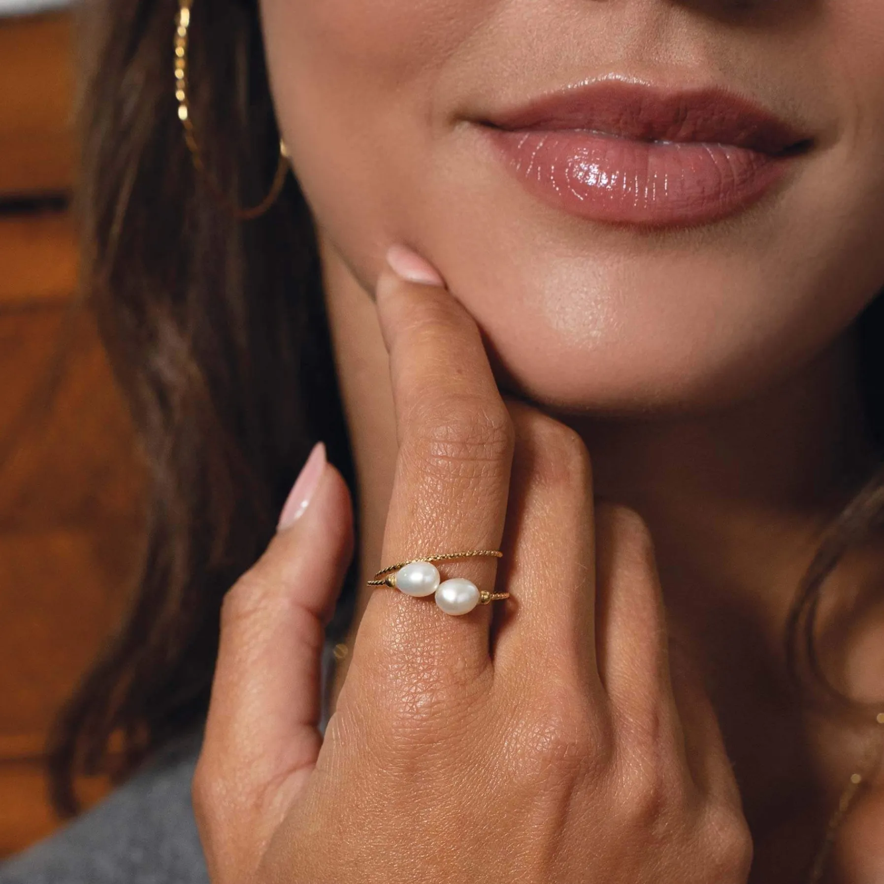 Femme Luzaka Bagues<Bague Olivia acier doré or et nacre