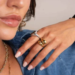 Femme Luzaka Bagues<Bague Pia acier doré or