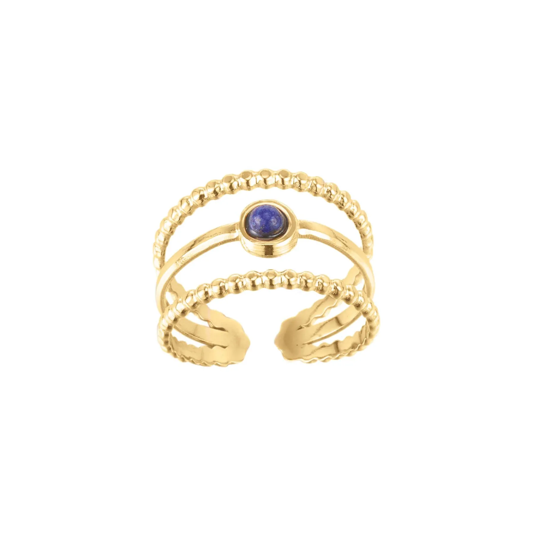 Femme Luzaka Bagues<Bague Pépite pierre Lapis Lazuli acier doré or