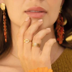 Femme Luzaka Bagues<Bague Rondia acier doré or