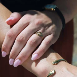 Femme Luzaka Bagues<Bague Smiley acier doré or