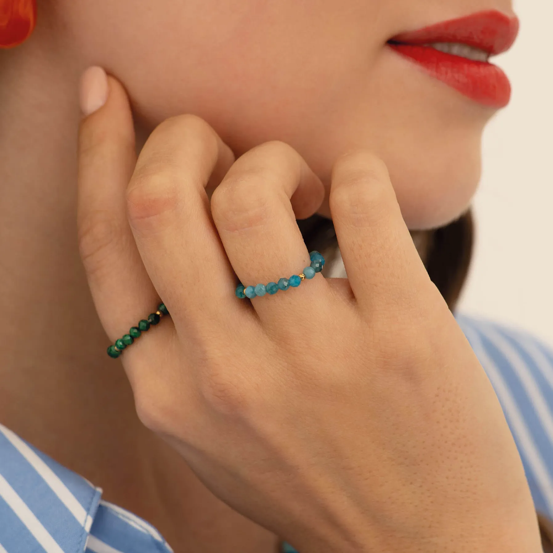 Femme Luzaka Bagues<Bague Yoko Apatite bleue acier doré or