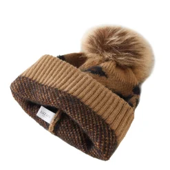 Luzaka Écharpes & Foulards<Bonnet fourré Pompon léopard