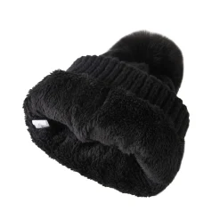 Luzaka Écharpes & Foulards<Bonnet fourré Pompon noir