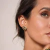 Femme Luzaka Boucles<Boucles Amélie acier doré or pierre Pin Africain
