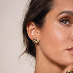 Femme Luzaka Boucles<Boucles Amélie acier doré or pierre Pin Africain