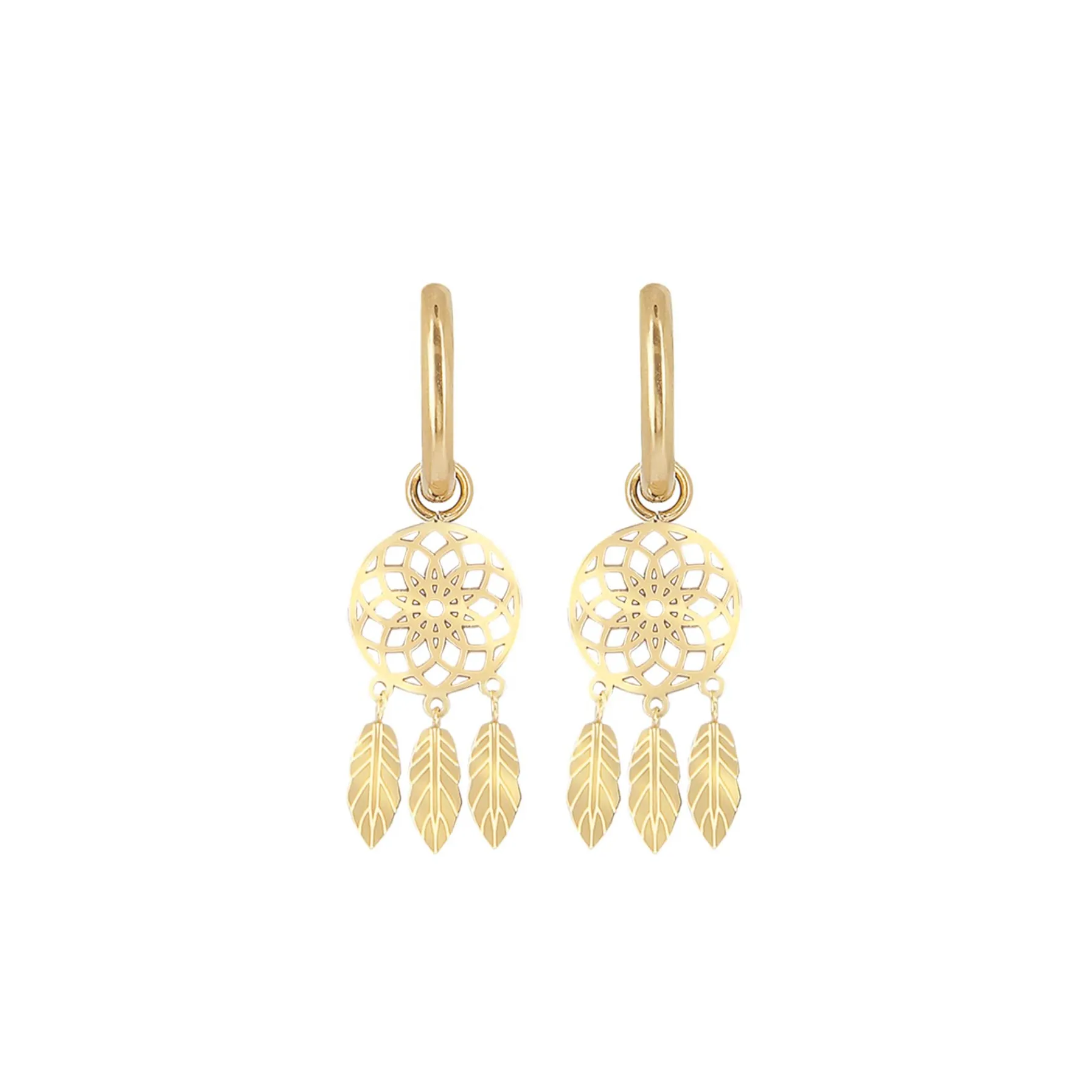 Femme Luzaka Boucles<Boucles Attrape rêves acier or