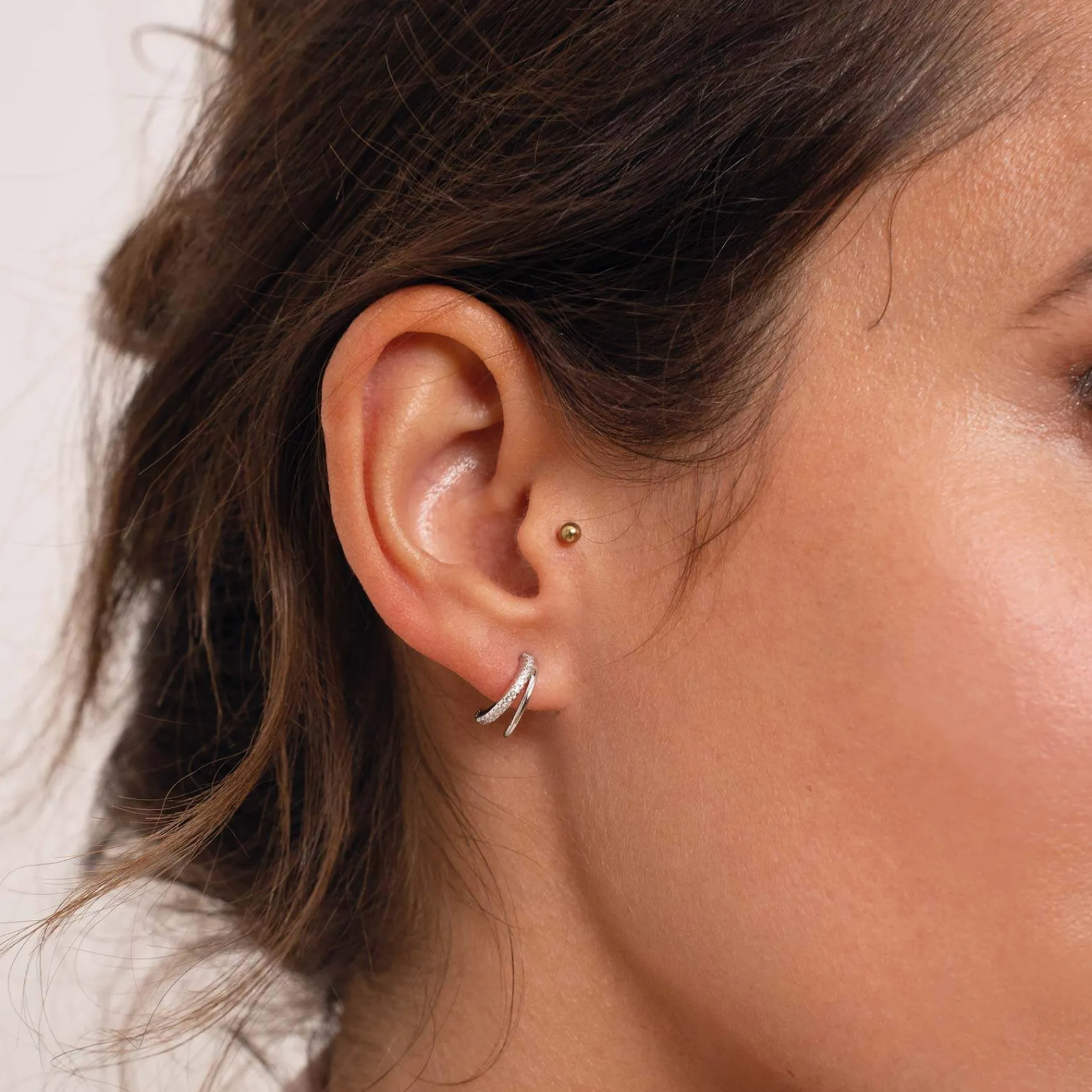 Femme Luzaka Boucles<Boucles Créoles Duo zircons Argent 925 rhodié