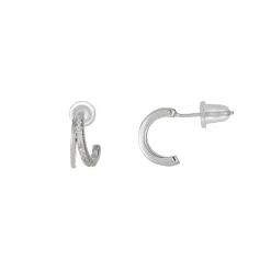 Femme Luzaka Boucles<Boucles Créoles Duo zircons Argent 925 rhodié