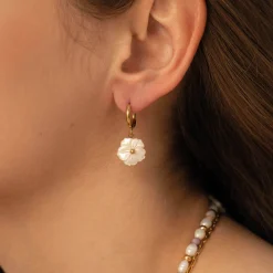 Femme Luzaka Boucles<Boucles Fleur nacre acier doré or