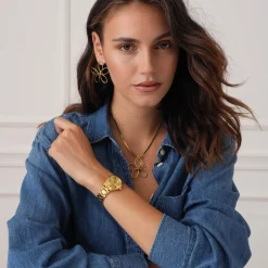 Femme Luzaka Boucles<Boucles Fleurs Rory acier doré or
