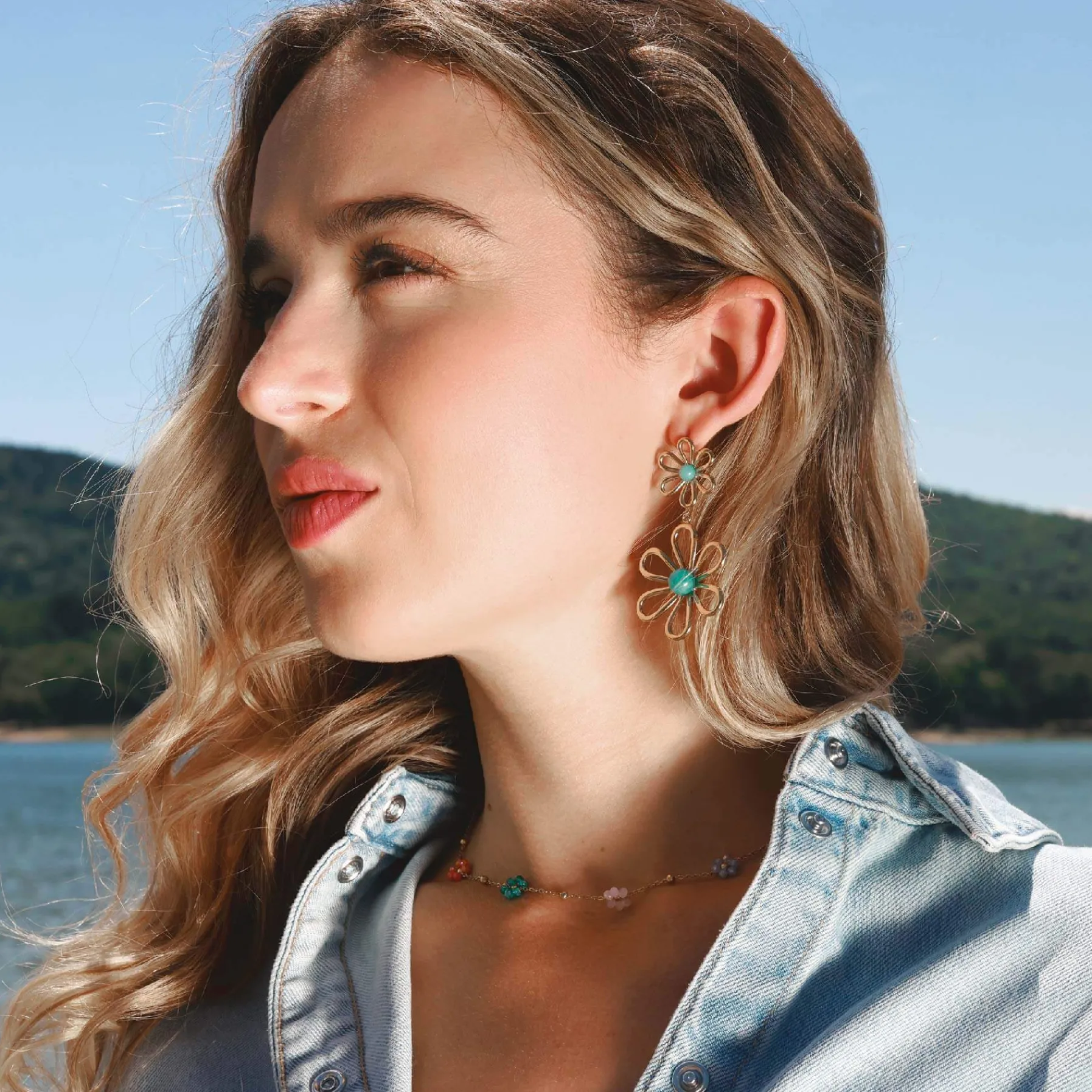 Femme Luzaka Boucles<Boucles Hermione bleues acier doré or
