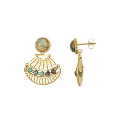 Femme Luzaka Boucles<Boucles Inka pierre Pin Africain acier doré or