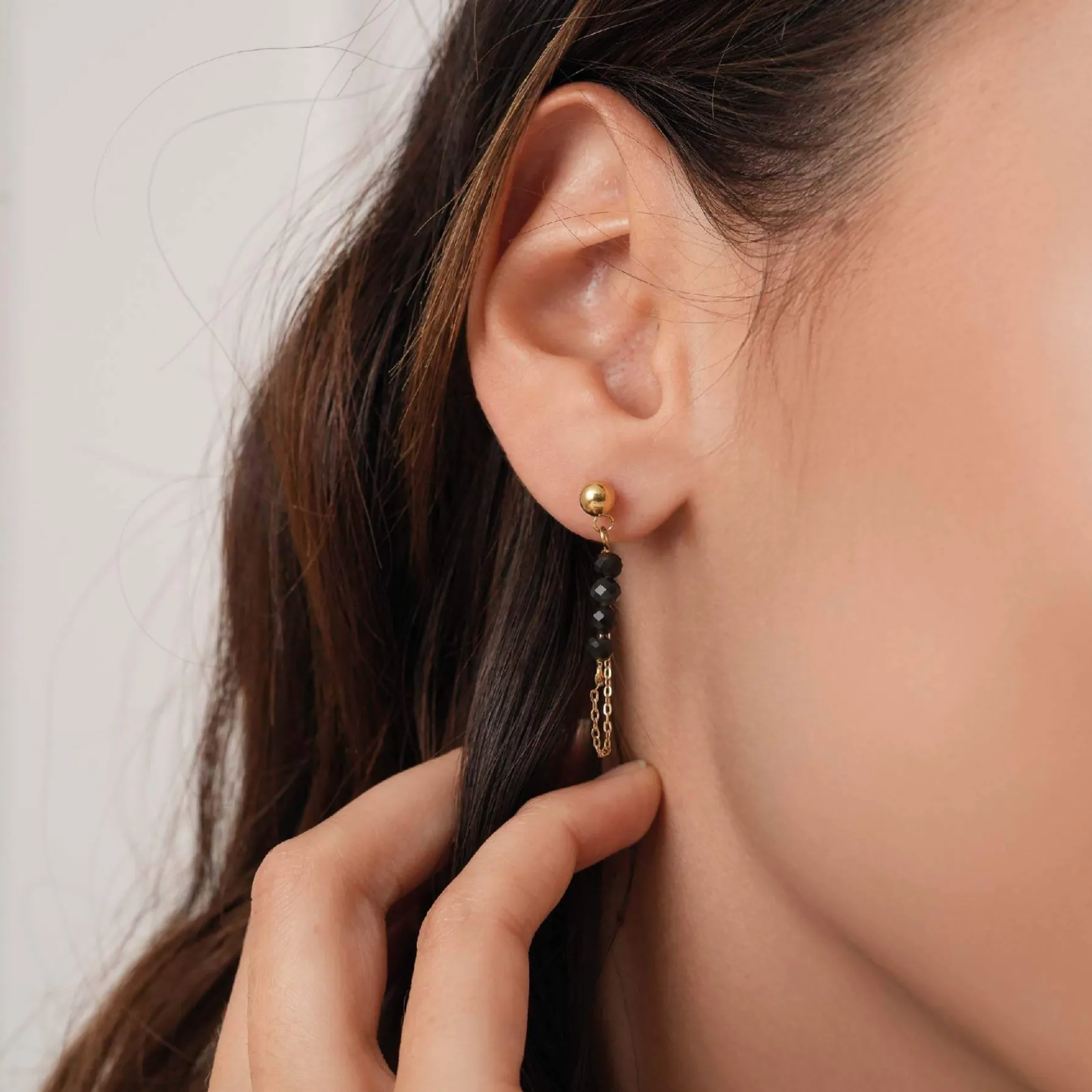 Femme Luzaka Boucles<Boucles Isa Pierres Obsidienne acier doré or