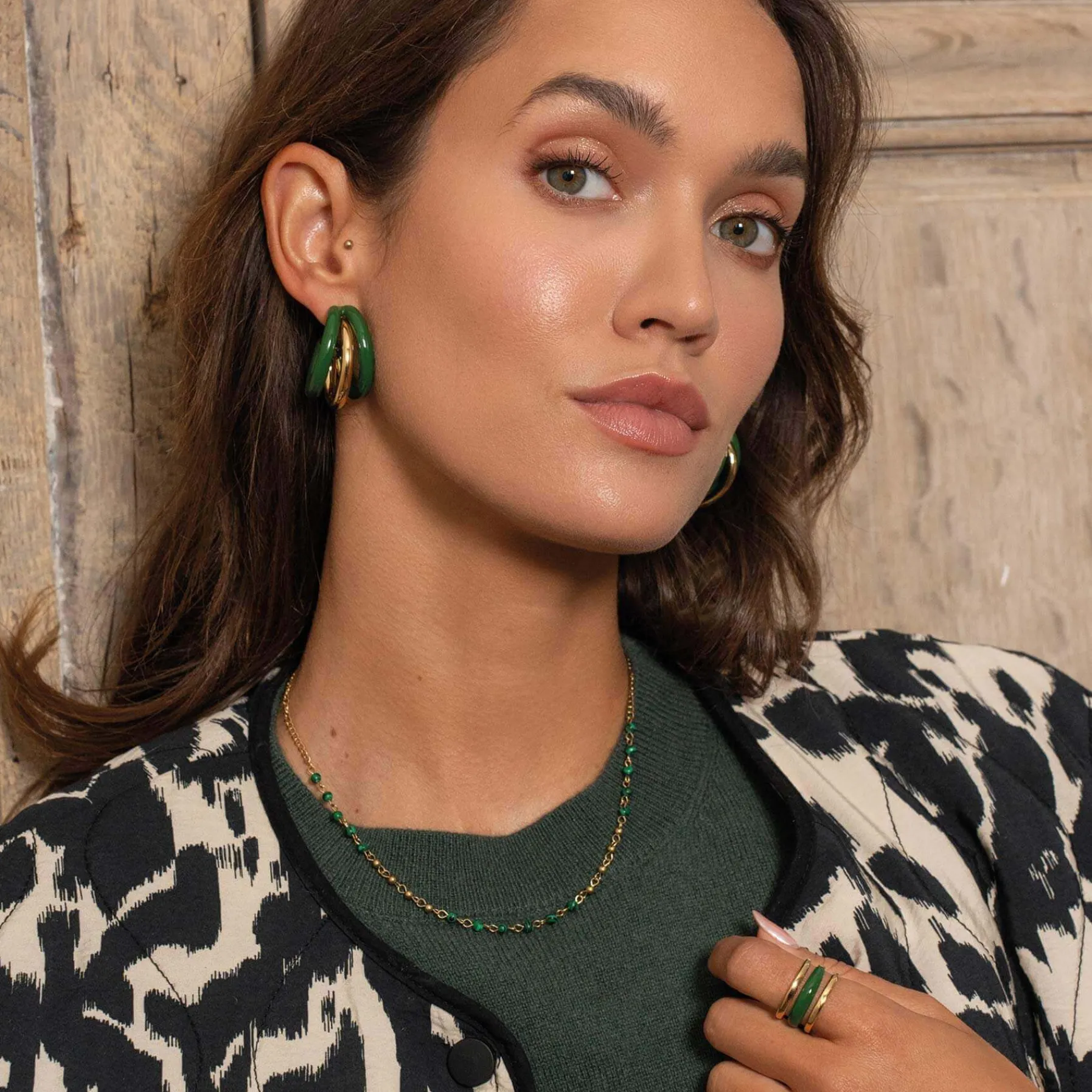 Femme Luzaka Boucles<Boucles Lona vertes acier doré or