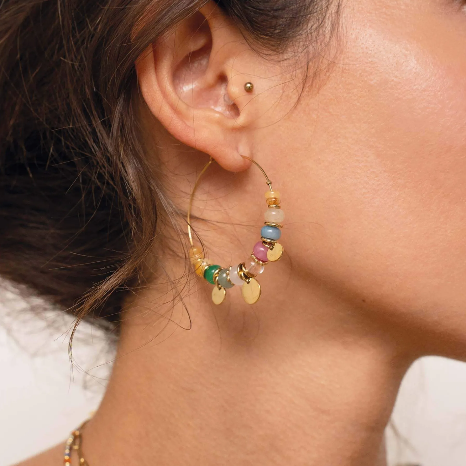 Femme Luzaka Boucles<Boucles Olympe acier doré or multicolores