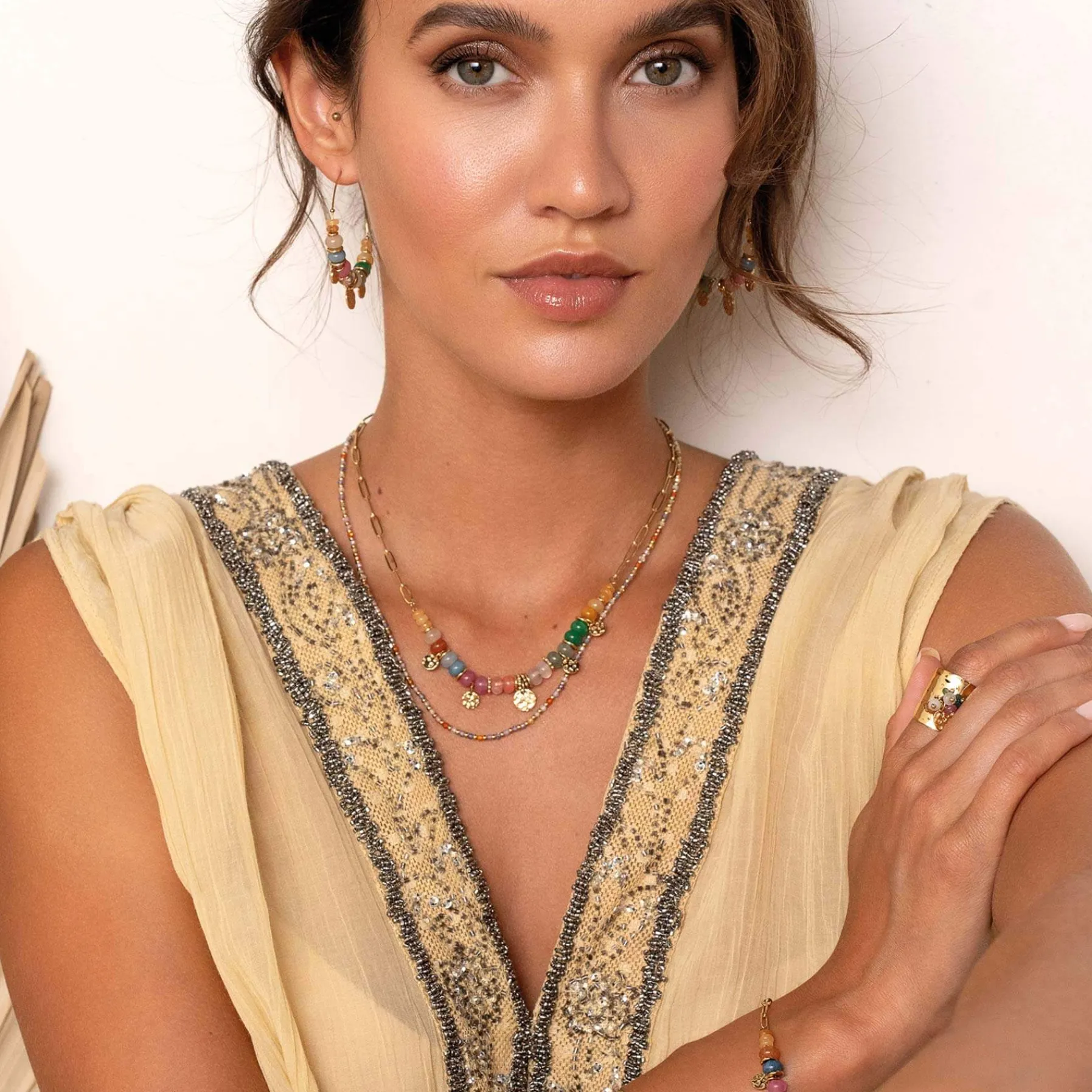 Femme Luzaka Boucles<Boucles Olympe acier doré or multicolores