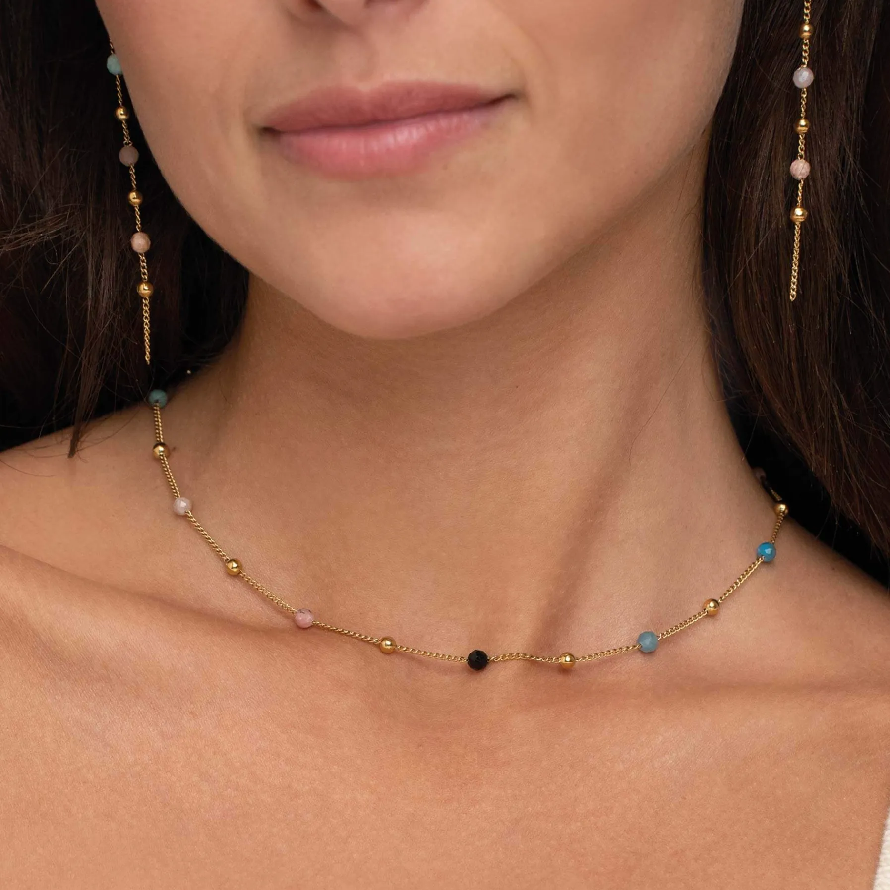 Femme Luzaka Boucles<Boucles pendantes acier doré or et pierres
