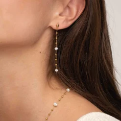 Femme Luzaka Boucles<Boucles Rosaire nacre acier dorées or