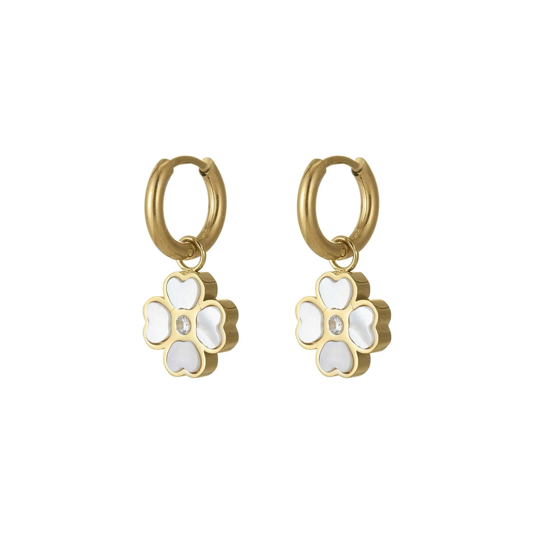 Femme Luzaka Boucles<Boucles Trefle blanc acier doré or