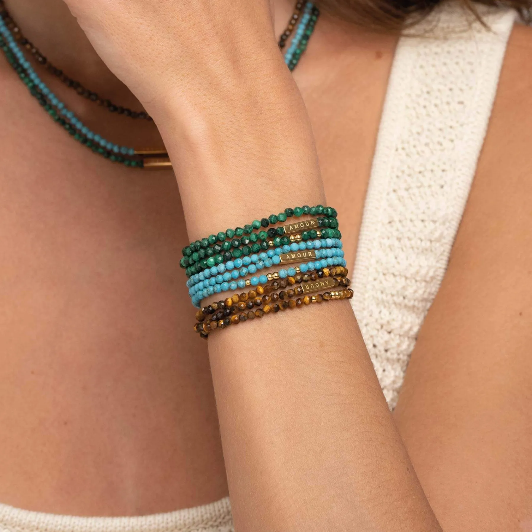 Femme Luzaka Bracelets<Bracelet 3 rangs Amour Howlite bleu