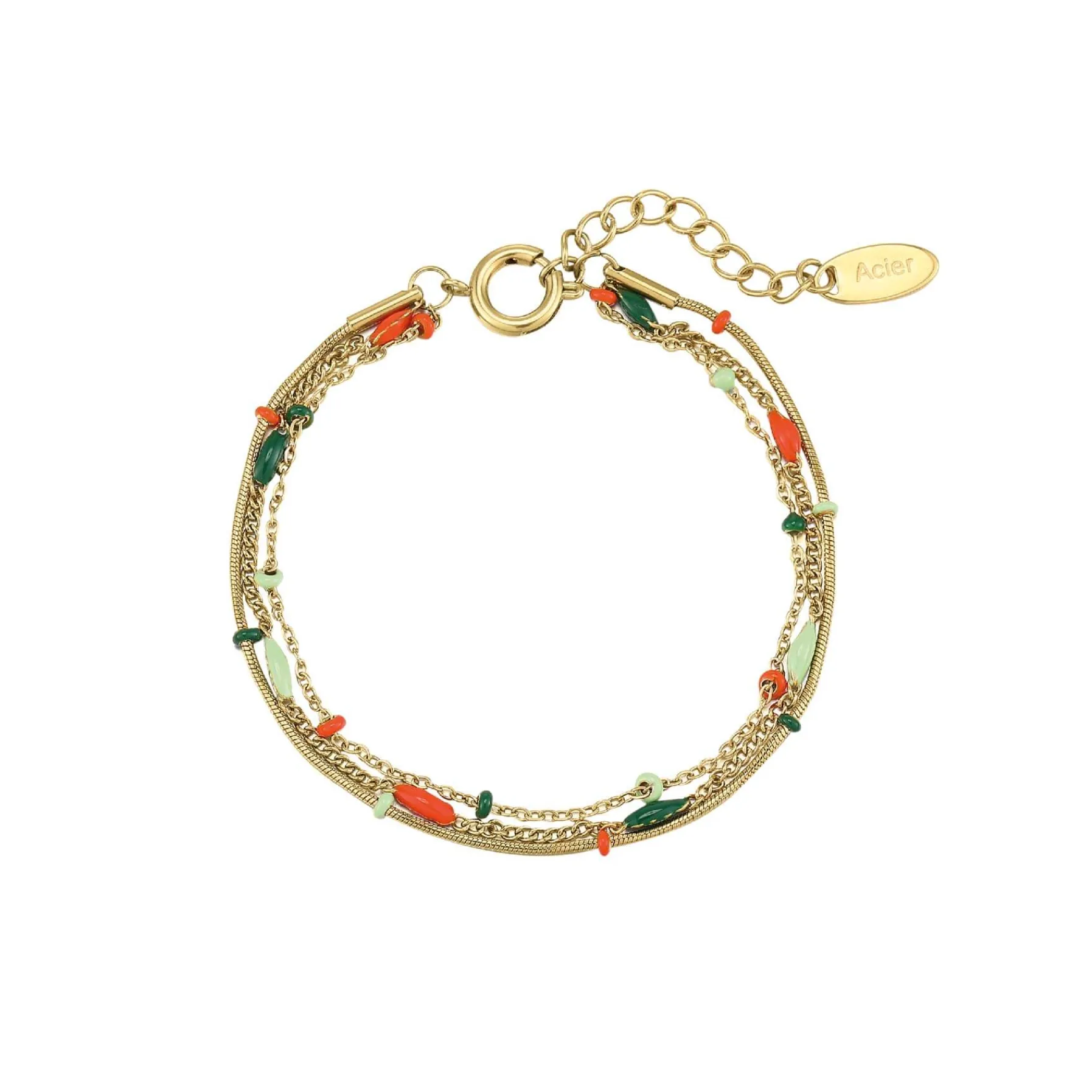 Femme Luzaka Bracelets<Bracelet Bilbao vert acier doré or