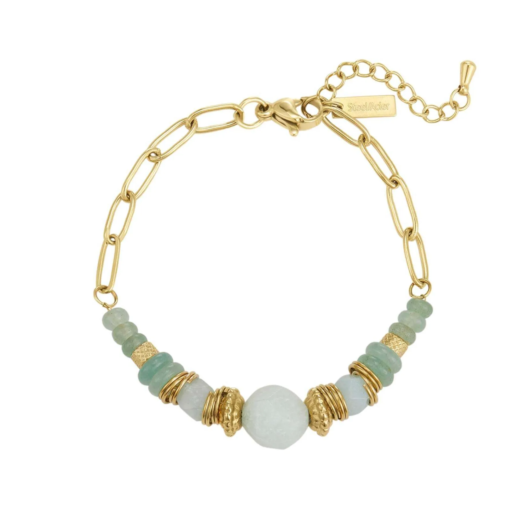 Femme Luzaka Bracelets<Bracelet Elsa acier doré or Amazonite