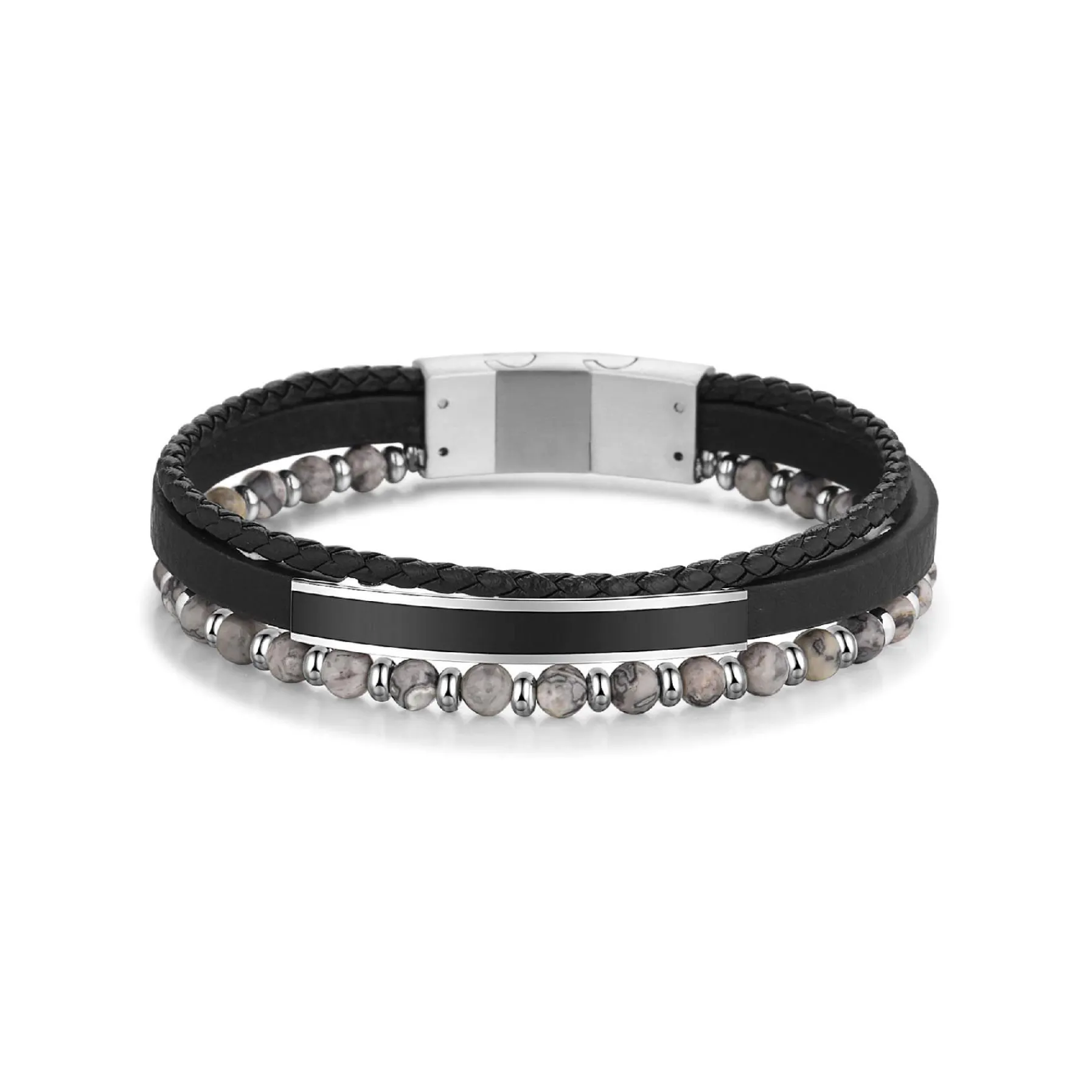Homme Luzaka Bracelets<Bracelet Everest pierres agate grise