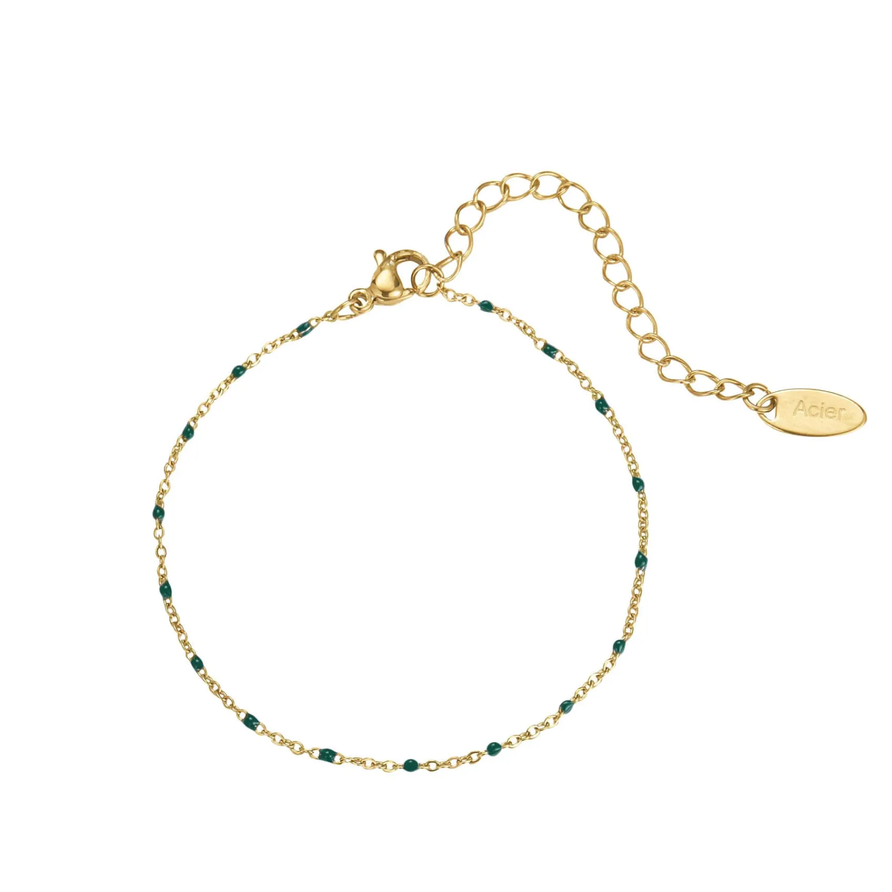 Femme Luzaka Bracelets<Bracelet goutte d'eau vert acier doré or