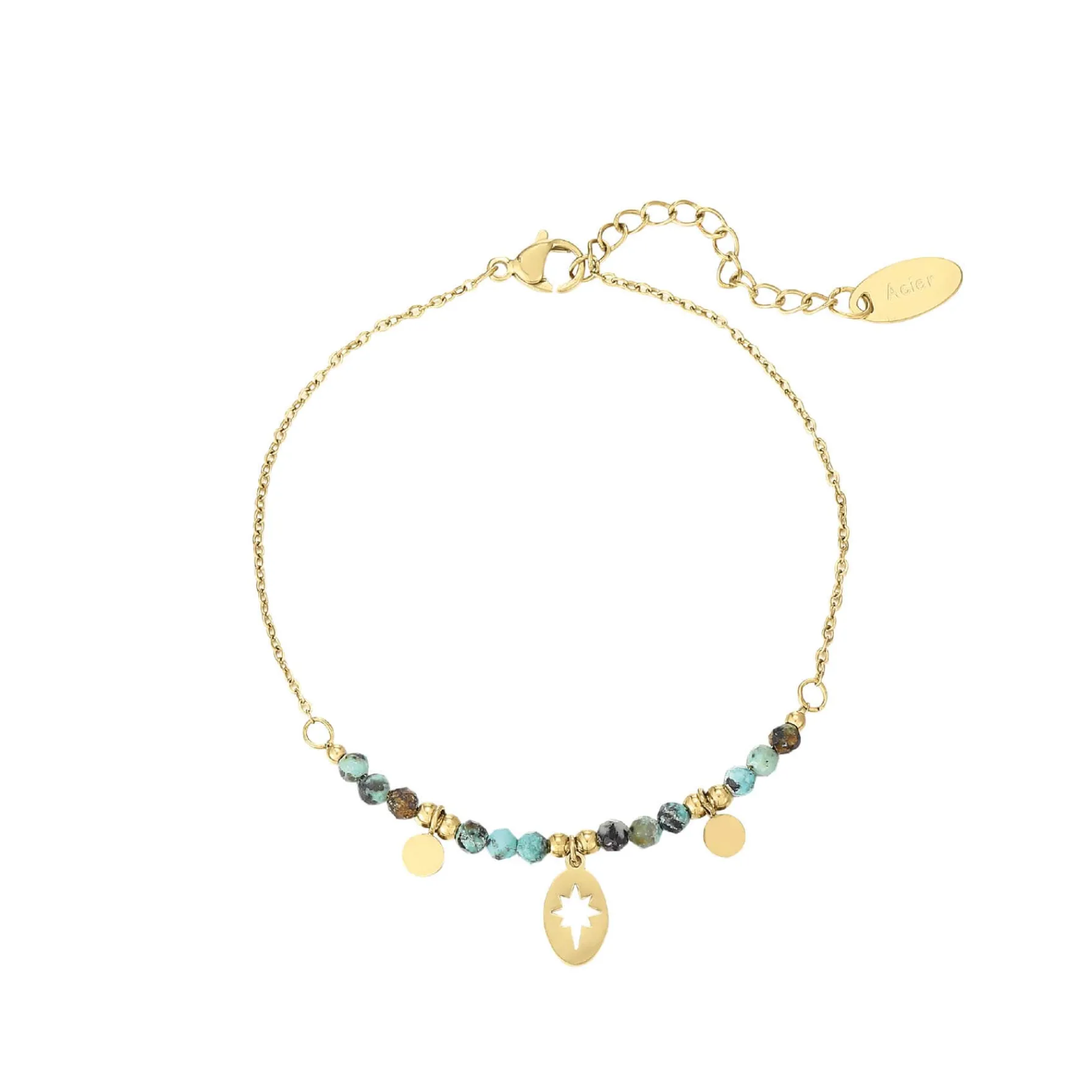 Femme Luzaka Bracelets<Bracelet Kira pierres Pin Africain acier doré or
