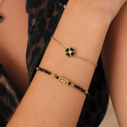 Femme Luzaka Bracelets<Bracelet Lucky eye Obsidienne acier doré or