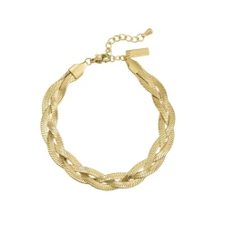 Femme Luzaka Bracelets<Bracelet Mailles plates tréssées acier doré or