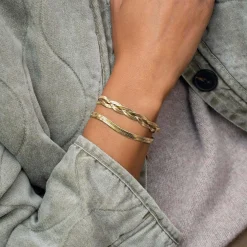 Femme Luzaka Bracelets<Bracelet Mailles plates tréssées acier doré or
